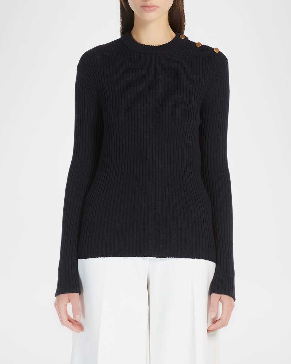 Lari Wool Sweater with Buttoned Shoulders